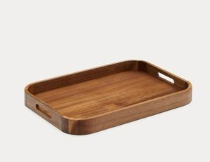 Rectangular Wooden Serving Tray Handmade Polished Minimalist Design Solid Color Dishes & <b>Plates</b> - Product Image 2