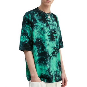 T-shirt tie-dye orange et bleu pour homme, tee-shirt en coton tendance streetwear, haut décontracté à manches courtes pour l'été, style mode - Product Image 3