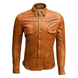 SALVA LEATHER Plus Size Men Leather Satin Summer Shirt Breathable Knitted Casual Long Sleeve <b>Button</b>-Up <b>Turn</b>-Down Collar Chest - Product Image 6