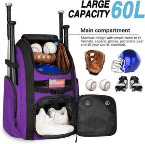 Mochila de Béisbol y Sóftbol Bagnex de 60L con Compartimento para Zapatos y Soporte para Casco, Impermeable, de Poliéster, para Jóvenes - Product Image 3