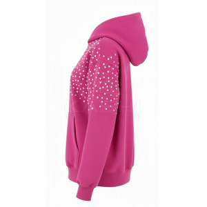 Sweat à capuche en coton doux 100% avec strass, design élégant, hiver, écologique, respirant, excellent choix pour un style décontracté et urbain - Product Image 2
