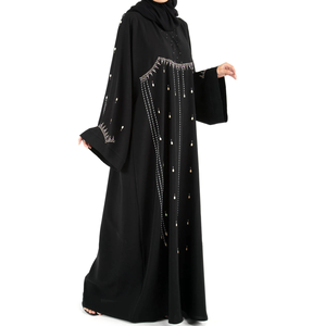 Vestido Islámico Abaya Burka de Primavera, Talla Grande, Color Negro, Diseño Estampado, Cómodo y Transpirable, Venta al Por Mayor para Mujeres, OEM ODM - Product Image 1