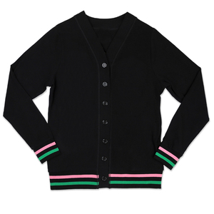 Logos personnalisés sur des pulls à col en V de haute qualité pour les sororités/fraternités/écoles/collèges/universités, logos brodés sur des cardigans en tricot. - Product Image 1
