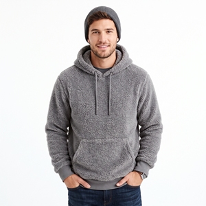 Sudadera con Capucha Casual para Hombre, Invierno, Talla Grande, Forro Polar Sherpa, Interior Cálido, OEM ODM, Venta al Por Mayor de Fábrica | Frontal Personalizado |   MOQ bajo - Product Image 1