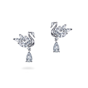 Swan Shape Diamond Drop <b>Earrings</b> 925 <b>Silver</b> Luxury Women <b>Wedding</b> Jewelry Pear Cut Animal Pattern - Product Image 1