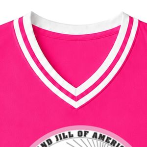 เสื้อกล้ามบาสเก็ตบอลปักลายตราสัญลักษณ์ Hot Pink Jack & Jill คอวี แขนกุด แต่งขอบสีขาว สำหรับผู้หญิง - Product Image 2