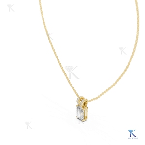Collier pendentif solitaire en diamant de laboratoire taille radiant, or massif 14K 18K, bijoux fins classiques pour femme, cadeau de fête KRUP JEWELS - Product Image 4