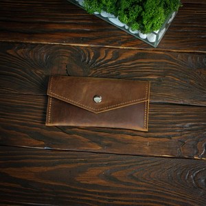 Cartera Moderna de Cuero Liso, Elegante Bolsillo Largo para Dinero, Bolso Tipo Clutch, Monedero Elegante, Tarjetero Oculto para Guardar Efectivo - Product Image 1
