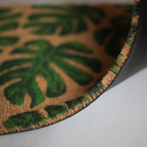 Monstera Leaf Coco Brush <b>Doormat</b> PVC Backed Tropical Printed Coir Door Mat Designer Entrance Mat Natural Fibre Home Decor Mat - Product Image 4