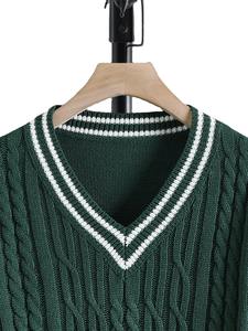 Pull en maille slim décontracté pour homme, col montant, motif lettres imprimé, respirant, anti-rétrécissement, anti-plis, en polyester - Product Image 6