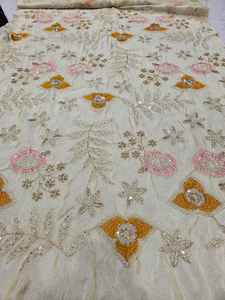 Tela de Viscosa Tejida Khushi Premium, Transpirable, Ecológica, de Secado Rápido, con Estampado Cosmos y Bordado, para Ropa y Decoración del Hogar - Product Image 4