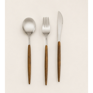 Ensemble de couverts en acier inoxydable de qualité supérieure avec manches en bois d'acacia naturel, pour restaurants gastronomiques et tables de banquet - Product Image 3