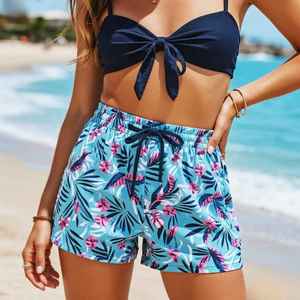 Short de bain tendance coupe décontractée pour l'été, en tissu respirant et doux, taille élastique, idéal pour les vacances à la plage, short de plage pour femme - Product Image 1