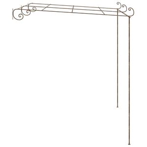 Arco da Giardino in Ferro Battuto Marrone Antico con Grandi Intarsi Decorativi, Gazebo con Tettoia, Pergola - Product Image 3