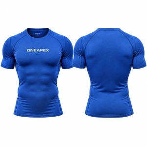 <b>Men</b> <b>Compression</b> T <b>Shirt</b> Blue Short Sleeve Athletic Gym Training Sportswear Custom Logo Fitness Running Workout <b>Shirt</b> - Product Image 1