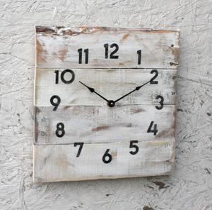 Hand Crafted Distressed white <b>wall</b> <b>clock</b>, funky modern farmhouse or coastal chic, reclaimed wood <b>decor</b> - Product Image 3