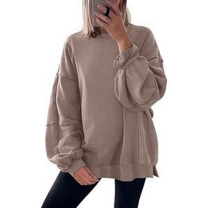 Sweat-shirts décontractés pour femmes personnalisés, légers, en molleton, surdimensionnés, unis - Product Image 2