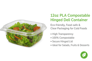 Biodegradable PLA Hinged Deli Container 8-32oz - Product Image 2