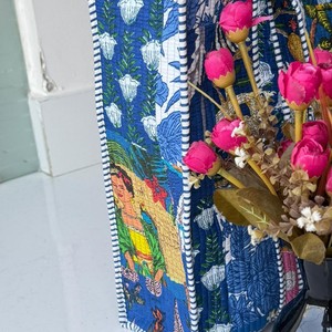 Bolso Tote de Lona Ligero, Hecho a Mano, Ecológico, Acolchado, con Estampado de Terciopelo, Estilo Bohemio Vintage para Dama, Personalizable con Cremallera - Product Image 2