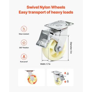 Carrello per Moto d'Acqua/PWC con Capacità di Carico di 816 kg, 4 Ruote Girevoli, 2 Freni e Piattaforma Fissa per Spostamento Facile - Product Image 3
