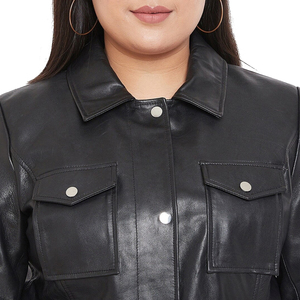 Veste en cuir pour femme, style motard ajusté, chic et durable, finition lisse de qualité supérieure, style vintage élégant, Solid Trader - Product Image 6