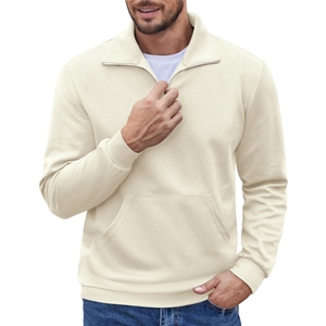 Sudadera de media cremallera para hombre, jersey casual de manga larga con cuello simulado, ajuste slim y bolsillos - Product Image 3