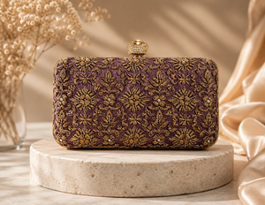Vintage Lady Fashion Wedding Potli Clutch Open Crossbody Velvet Bow Embroidery Flowers Pearl Long Tassels Traditional Ethnic - Product Image 3