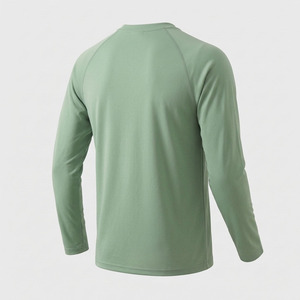 Camiseta Deportiva de Manga Larga para Hombre, Diseño Personalizado OEM, Color Verde Salvia, Transpirable, de Alta Calidad, con Logotipo Blanco - Product Image 5