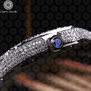 Montre pour homme Charm Jewells en acier inoxydable, boîtier de 40 mm, accents de diamants, analogique, luxe, mode, mouvement mécanique, date automatique, fonction push - Product Image 2