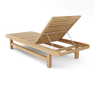 Tumbona Moderna de Teca para Exteriores con Cojín de Poliéster y Respaldo Ajustable para Patio - Product Image 6