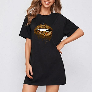 Oversized Black Women's T-<b>Shirt</b> <b>Photo</b> Print Front Design Short Sleeve O-Neck Casual Knitted Polyester Custom Logo Quick Dry - Product Image 5