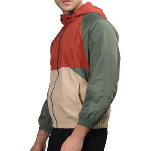 <b>Men</b> Hooded Color Blocking Bomber <b>Jacket</b> Windproof Polyester Zipper Closure Casual Autumn Outerwear - Product Image 5