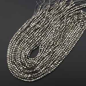 ลูกปัดเหล็กไพไรต์ธรรมชาติทรงลูกบาศก์เจียระไน สำหรับทำเครื่องประดับ DIY สร้อยข้อมือ สร้อยคอ ขายส่ง - Product Image 4