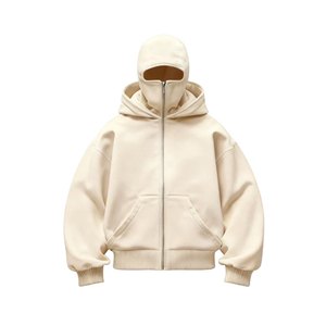 Sweat à capuche balaclava demi-zip pour homme, style contrasté High Street, pour l'hiver et l'extérieur, en velours 100% coton numérique, personnalisé double - Product Image 1