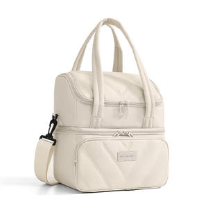 Premium Peach Quilted Thermal Lunch <b>Box</b> Durable Leakproof <b>Meal</b> <b>Prep</b> Bag with Adjustable Shoulder Strap for Picnic and Travel - Product Image 6