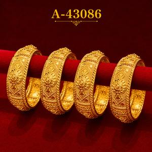 Traditional Trendy Women's Gold Plated Zinc Alloy Zircon <b>Engraved</b> <b>Bangles</b> | Indian Wedding Party Fashion Jewelry Third Party - Product Image 4