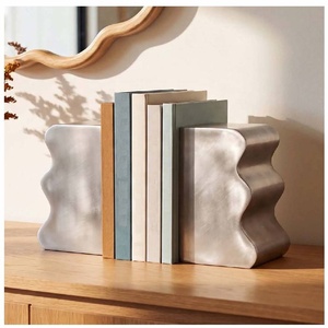 Nouveauté : Serre-livres décoratifs en aluminium antidérapants, 30 cm de haut, support moderne, décoration de bibliothèque de luxe, modèle T950, cadeau pour les amoureux des livres - Product Image 2