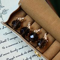 Vefiery Vintage Luxe Natuurlijke Steen Kristallen Oorbellen Assortiment Rookkwarts Heldere Kwarts 18K Verguld Zilver Hangende Studs