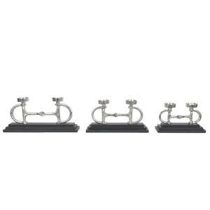 Accesorios para el Hogar, Portavelas Decorativo para Mesa de Salón, Estilo Bocado de Caballo Plateado, Base de Madera, Soporte de Metal para Velas, Gran Venta - Product Image 3