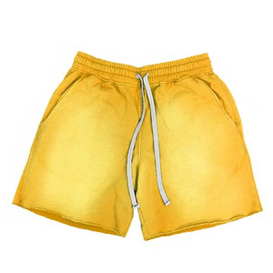 Pantalones Cortos de Algodón Amarillo para Hombre, Cintura Media, con Cordón, Color Sólido, Tejido Transpirable - Product Image 1