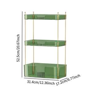 Étagère de salle de bain en plastique vert à 3 niveaux, organisateur de rangement pour maquillage, cosmétiques, commode, chambre à coucher, dortoir, hauteur 52,5 cm - Product Image 1