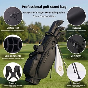Bolsa de Golf Portátil de Cuero PU con Cierre Magnético, Impermeable, con Múltiples Bolsillos, Organizador de Palos, Logotipo Personalizado para Adultos - Product Image 5