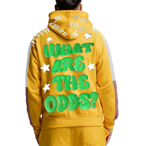 Ensemble de survêtement jaune à capuche, imprimé numérique intégral, motif lettres, streetwear pour hommes adultes, coupe régulière, taille élastique, automne - Product Image 4