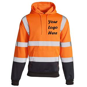 Custom Reflective <b>Zip</b>-Up Hoodie for Men 100% Cotton Full-<b>Zip</b> <b>Hooded</b> Sweatshirt Striped Pattern Pocket High Visibility Yellow - Product Image 5