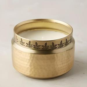 Bougeoir en métal gravé fait main élégant, bol décoratif, pot à bougie de luxe, décoration intérieure, décoration de mariage - Product Image 1