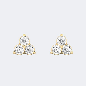 0.50 CTW Round Brilliant Cut Diamond Three-<b>Stone</b> Prong Stud Earrings - Product Image 5