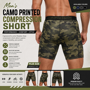 Pantalones Cortos de Compresión Camuflados para Hombre, Tallas Grandes, Ropa Deportiva para Gimnasio, Pantalones Cortos Ajustados con Estampado Personalizado, Pantalones Cortos Deportivos para Hombre - Product Image 2