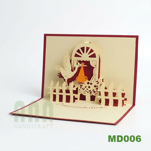 Nouvelle carte d'invitation de baptême bébé cigogne, carte de vœux 3D, cartes pop-up d'anniversaire, artisanat en papier - Product Image 2