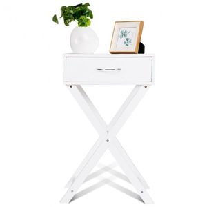 Contemporary X-Shape Nightstand with Drawer Accent Modern End <b>Side</b> Table - Product Image 3