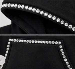 เสื้อฮู้ดดี้โอเวอร์ไซส์ประดับเพชรเทียม พิมพ์โลโก้ตามสั่ง คุณภาพสูง ผ้าฝ้ายเฟรนช์เทอร์รี่ 100% สำหรับผู้ชาย สไตล์สตรีทแวร์ - Product Image 4